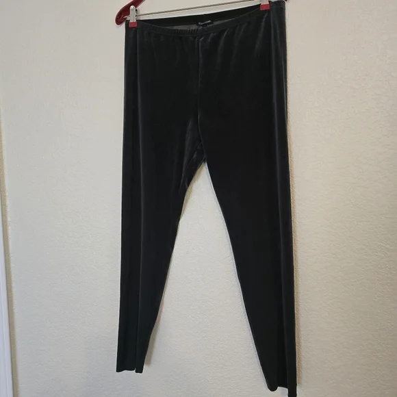 Eileen Fischer Stretch Velvet Knit Ankle Length Leggings Large Charcoal Gray - Picture 5 of 10